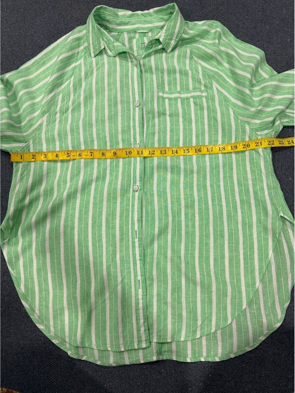 Aerie Women's XS/TP Green White Striped Linen Blend Button-Up Cover Up Shirt - Picture 4 of 8